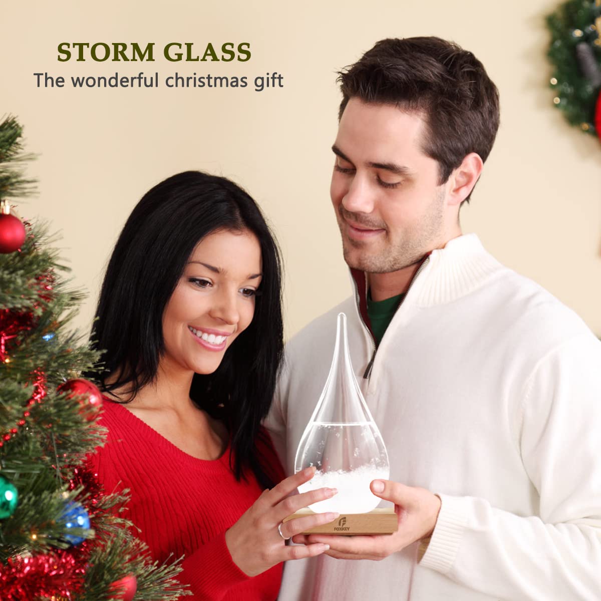 Storm Glass Weather Predictor, Teardrop-Shaped Weather Globe Home/Office Desktop Decoration, Christmas Decor Snow Globe Weather Forecast Station, Unique Christmas Gifts