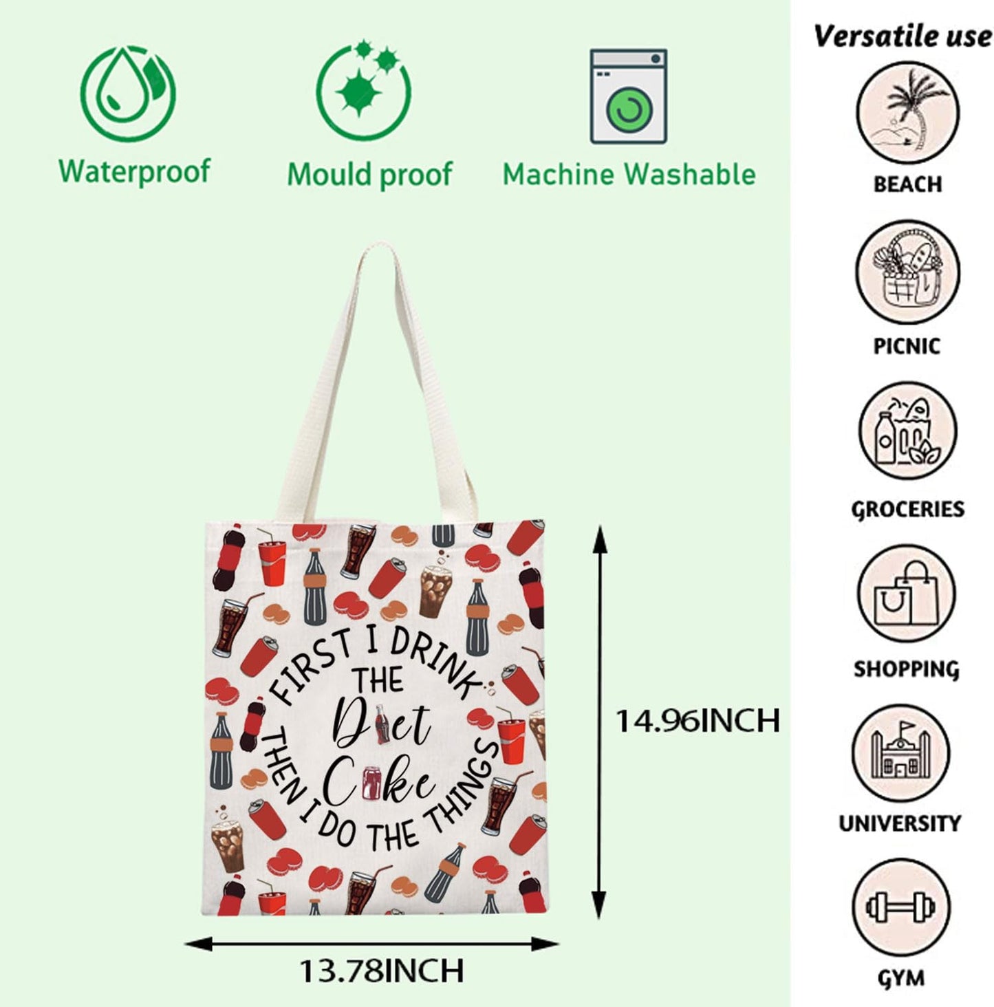 Funny Drink Gift Fizzy Drink Inspire Tote Bag Soda Drinking Handbag Soda Lover Gift Summer Trip Gift