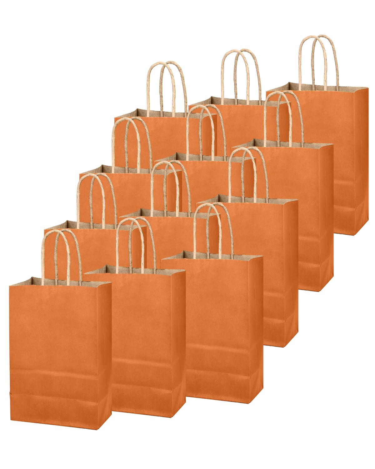 qiqee Classic Orange Gift Bag with Handles Bulk 24Pcs Paper Bags -8.3"x6"x3. 15" Party Favor Bags - Solid Color
