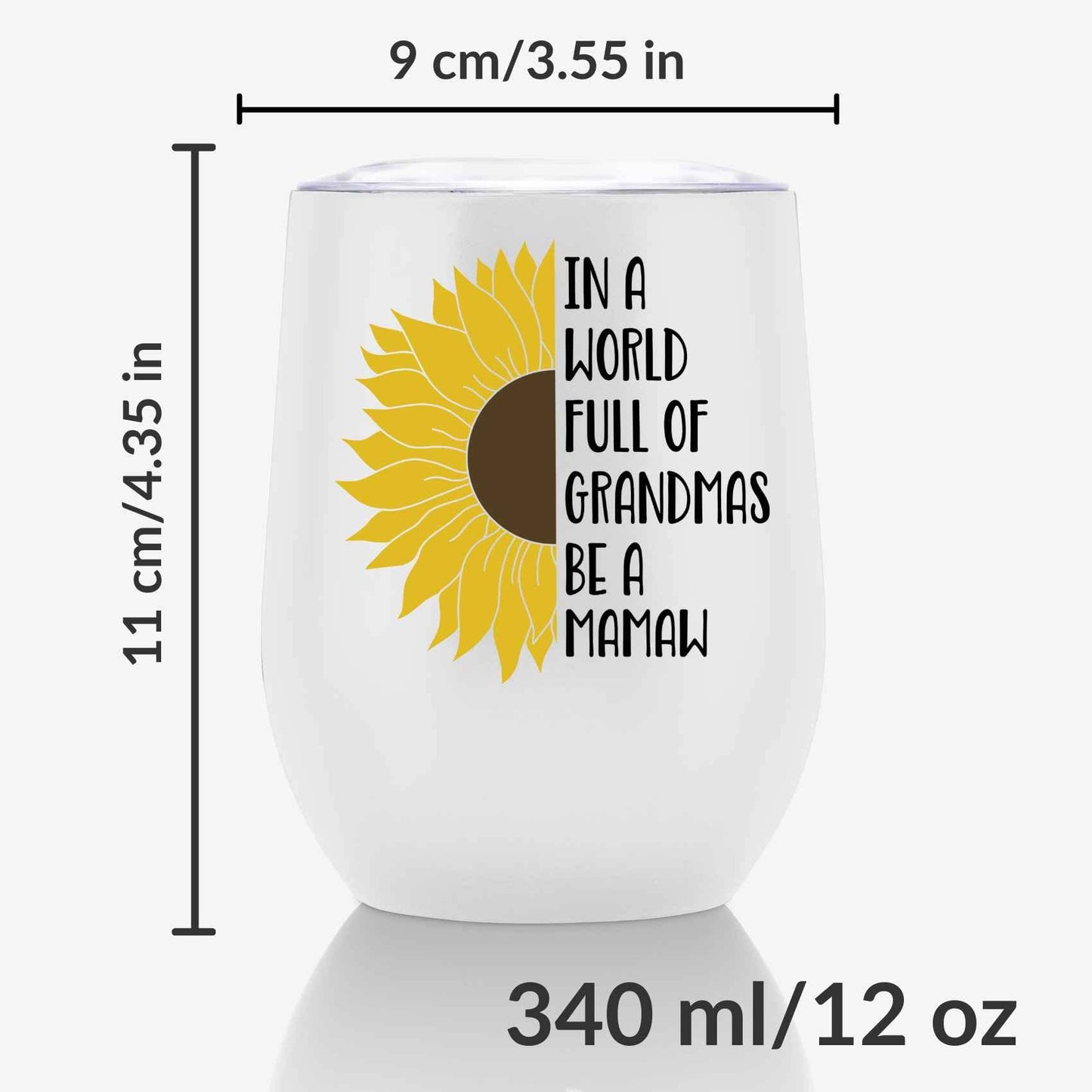 Onebttl Mamaw Gifts, Sunflower Grandma Gifts, 12oz Stainless Steel Insulated Tumbler for Sunflower Lovers, Perfect for Mother's Day, Birthday