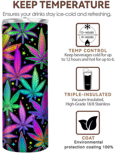Weed Gift for Women,Her,Mom, 20oz Weed Tumbler with Lid and Straw,Marijuana Tumbler with Lid and Straw,Weeds Coffee Mugs for Adults, Weed Tumbler Cup, Insulated Stainless Steel