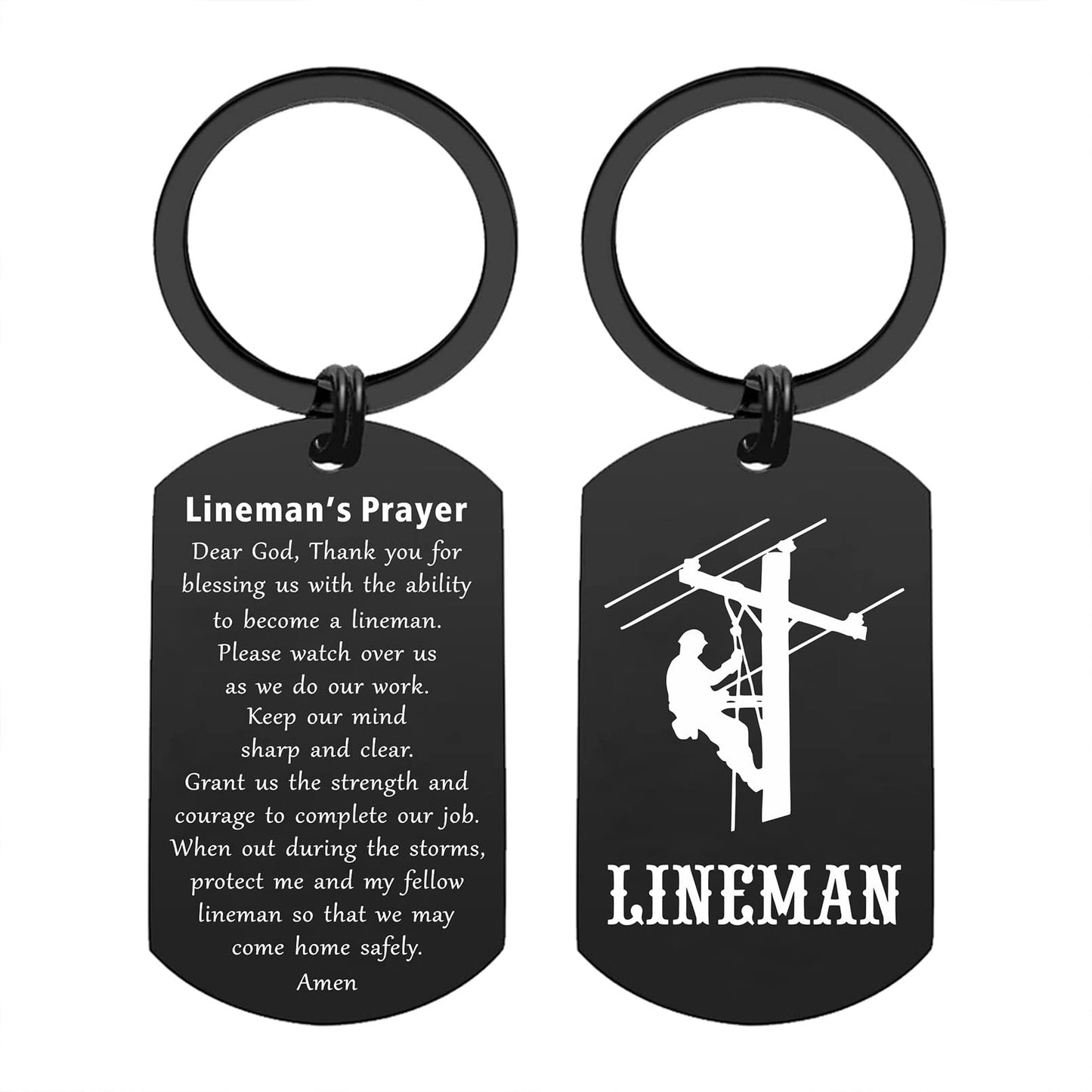 ENGZHI Lineman Gifts for Men - God Please Watch Over Us - Linemans Prayer Keychain Gifts for Him Husband Boyfriend