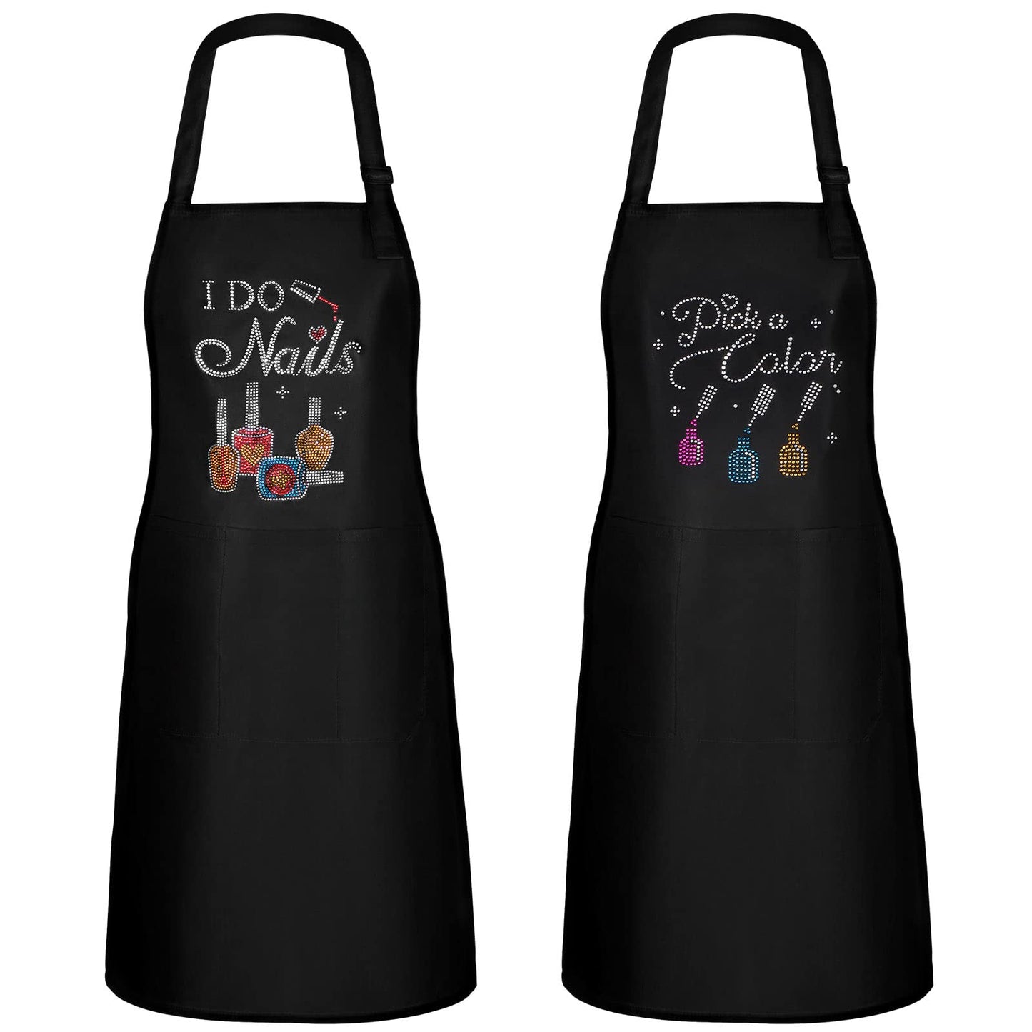 SATINIOR 2 Pcs Nail Salon Gift Nail Tech Apron with Pocket Cosmetology Bib for Manicurist Technician Artist Cafes Kitchen