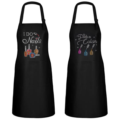 SATINIOR 2 Pcs Nail Salon Gift Nail Tech Apron with Pocket Cosmetology Bib for Manicurist Technician Artist Cafes Kitchen