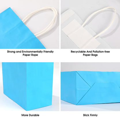 XPCARE 100Pcs Paper Gift Bags,6.3"x3.15"x8.66 Kraft Paper Party Favor Bulk Rainbow Goodie Small Gift Bags with Handles for Kids Birthday Baby Shower Crafts Wedding Party Supplies (6 Colors)