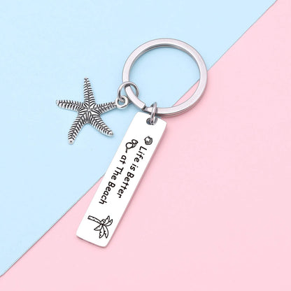 7RVZM Beach Gifts for Women Friends - Beach Lover Keychain Summer Ocean Gift Starfish Keychain - Christmas Jewelry Beachy Friendship Gifts for Summer Vacation Gift