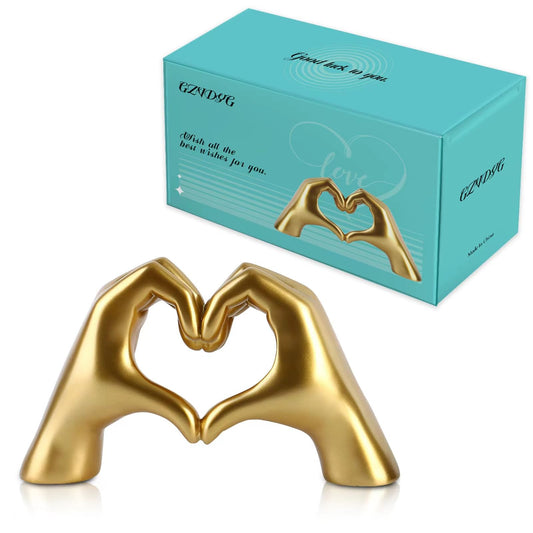 Gold Heart Hands Sculpture, Fan Gift Merch for Music Lovers, Home Decor Accents for Birthday Living Room Bedroom Shelf Desk, Small Cute Statue for Women Girls