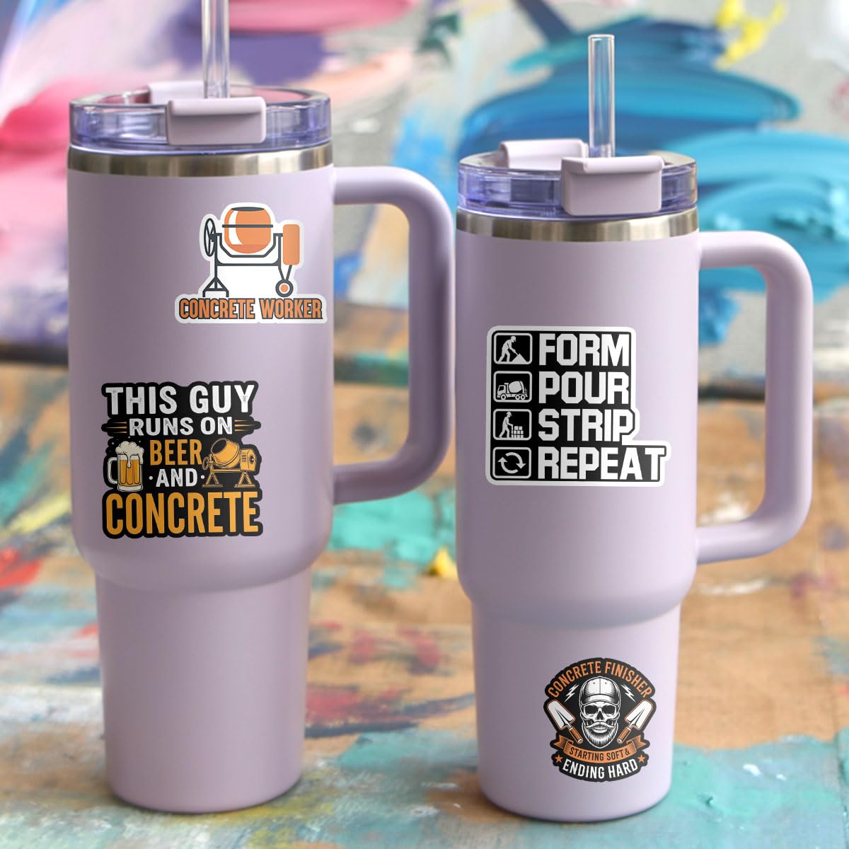 10 Pcs Funny Concrete Worker Stickers – Waterproof Vinyl Decals for Hard Hats, Toolboxes, Tumblers, Laptops – Gift for Concrete Finishers & Construction Crews (3 inch)
