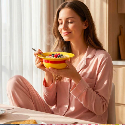 5-in-1 Gift Set - 7.5" Straw Hat Shaped Ceramic Bowl with Stainless Steel Utensils - Novelty Ramen Bowl for Noodles, Salad, Cereal - Unique Japanese Style Kitchen Decor Gift for Anime Lovers