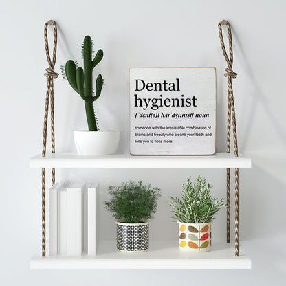 Dental Hygienist Gift Ideas Dental Hygienist Definition Art Wooden Box Sign Minimalist Desk Decorative Wooden Sign Home Office Decor for Table Shelf 5 x 5 Inches