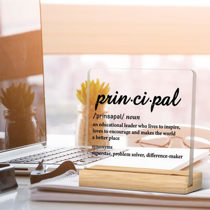 School Principal Appreciation Gifts for Men Women, Principal Definition Acrylic Desk Sign Decor