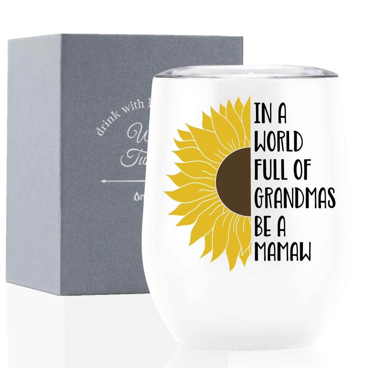 Onebttl Mamaw Gifts, Sunflower Grandma Gifts, 12oz Stainless Steel Insulated Tumbler for Sunflower Lovers, Perfect for Mother's Day, Birthday