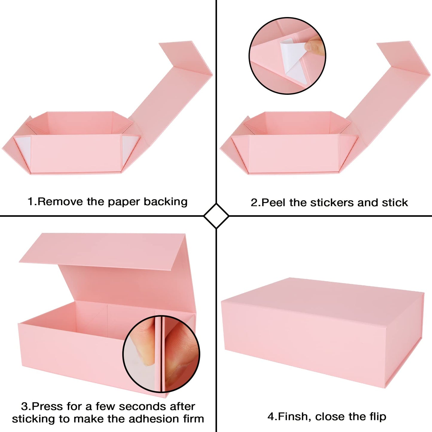Aimyoo Pink Collapsible Gift Box with Magnetic Closure Lids 13.8x9x4.3 in, Large Bridesmaid Groomsman Proposal Boxes, Rectangle Present Box for Graduation Birthday Storage 1 Pack