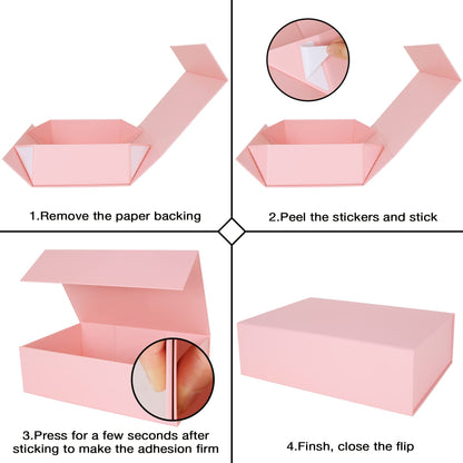 Aimyoo Pink Collapsible Gift Box with Magnetic Closure Lids 13.8x9x4.3 in, Large Bridesmaid Groomsman Proposal Boxes, Rectangle Present Box for Graduation Birthday Storage 1 Pack