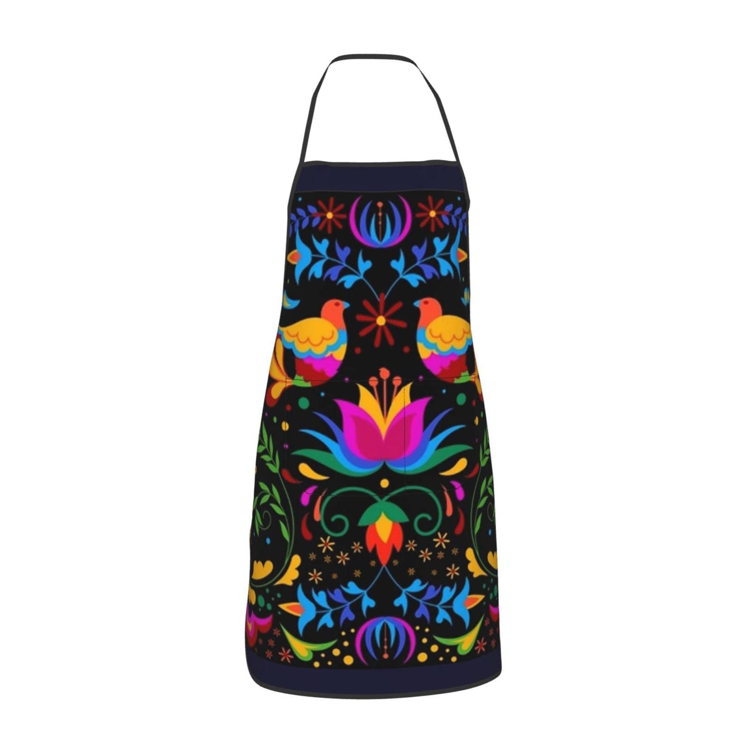 Mexican Floral Aprons, Waterproof Adjustable Apron for Kitchen Bbq with 2 Pockets, Gifts for Women Men