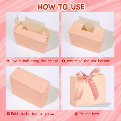 24Pack Small Gift Bags, Mini Party Favor Bag Treat Box with Bow Ribbon,Party Favors Goodie Bags For Wedding,Birthday,Baby Shower Favor, Bridal Shower(4.5x1.8x3.9 Inch) (PINK)
