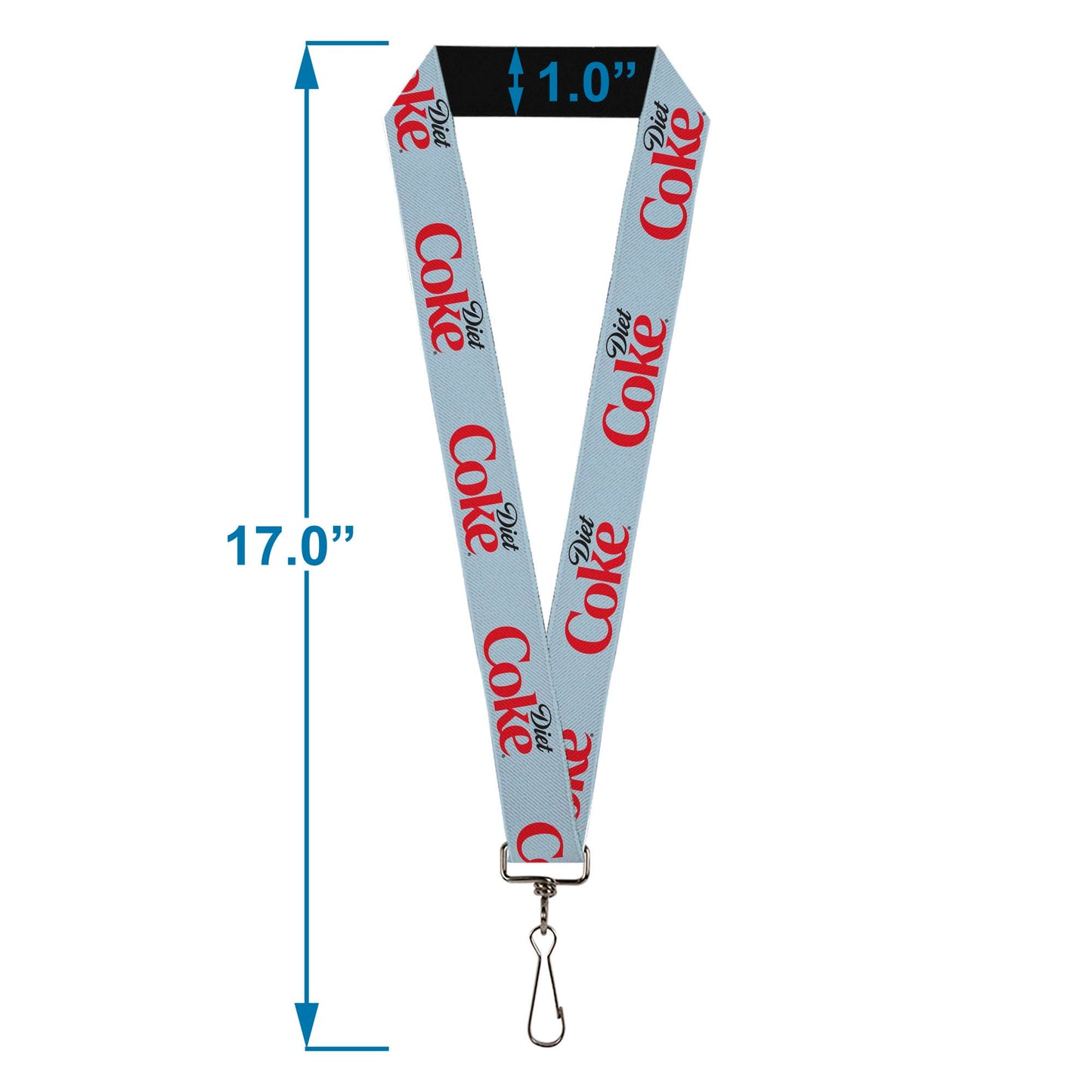 Buckle-Down The Coca-Cola Company Lanyard, Diet Coke Logo Light Gray Black Red, Elastic
