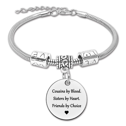 DlaeKua Cousin Gift Bracelet Stainless Steel Christmas Gift for Cousin Birthday Gift Long Distance Relationship Gift for Cousin