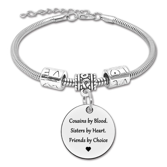 DlaeKua Cousin Gift Bracelet Stainless Steel Christmas Gift for Cousin Birthday Gift Long Distance Relationship Gift for Cousin