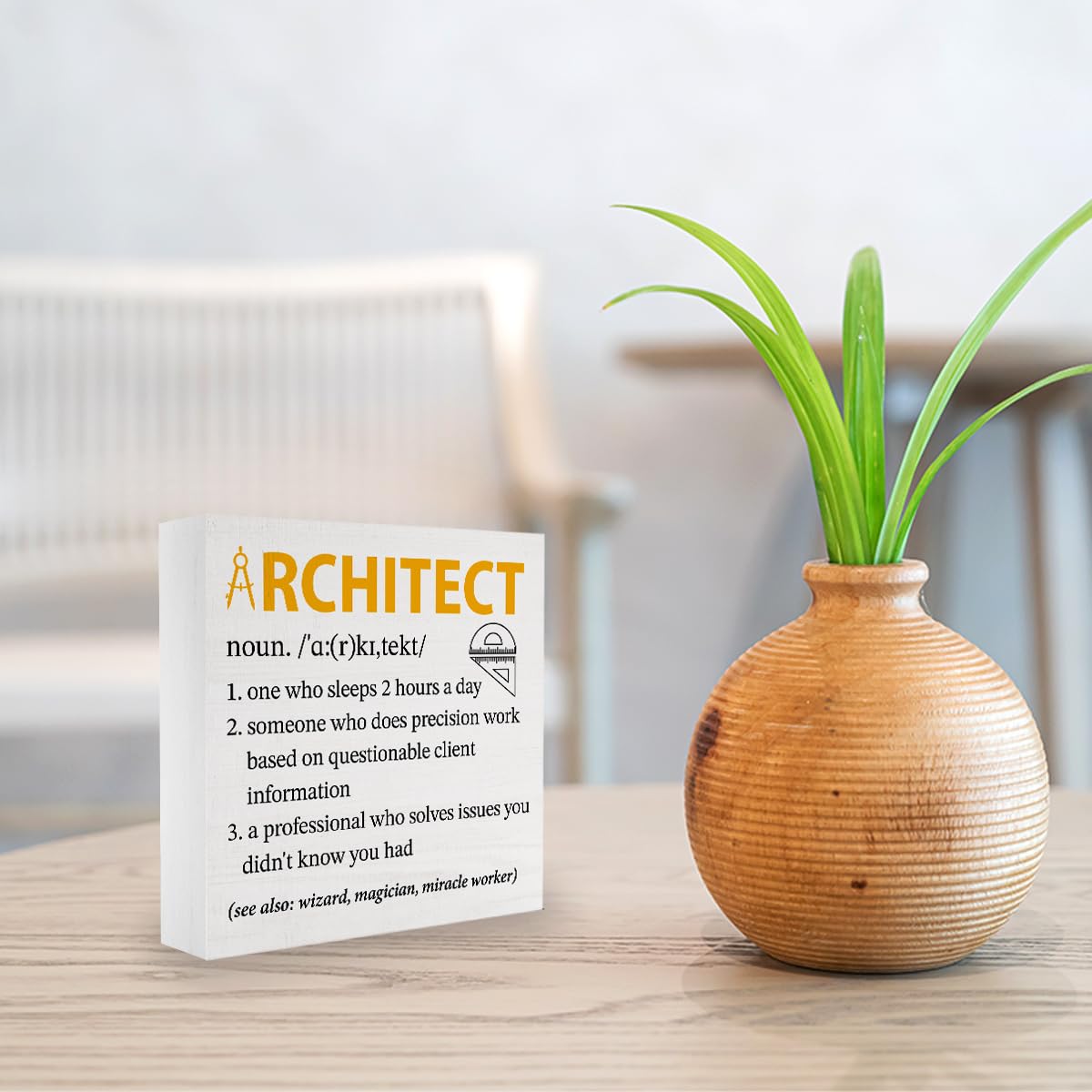 Appreciation Gift for Architect, Architect Gifts for Men Women, Funny Architecture Architectural Engineering Gifts, Living Room Bathroom Bedroom Shelf Desk Decor 5 X 5 Inch