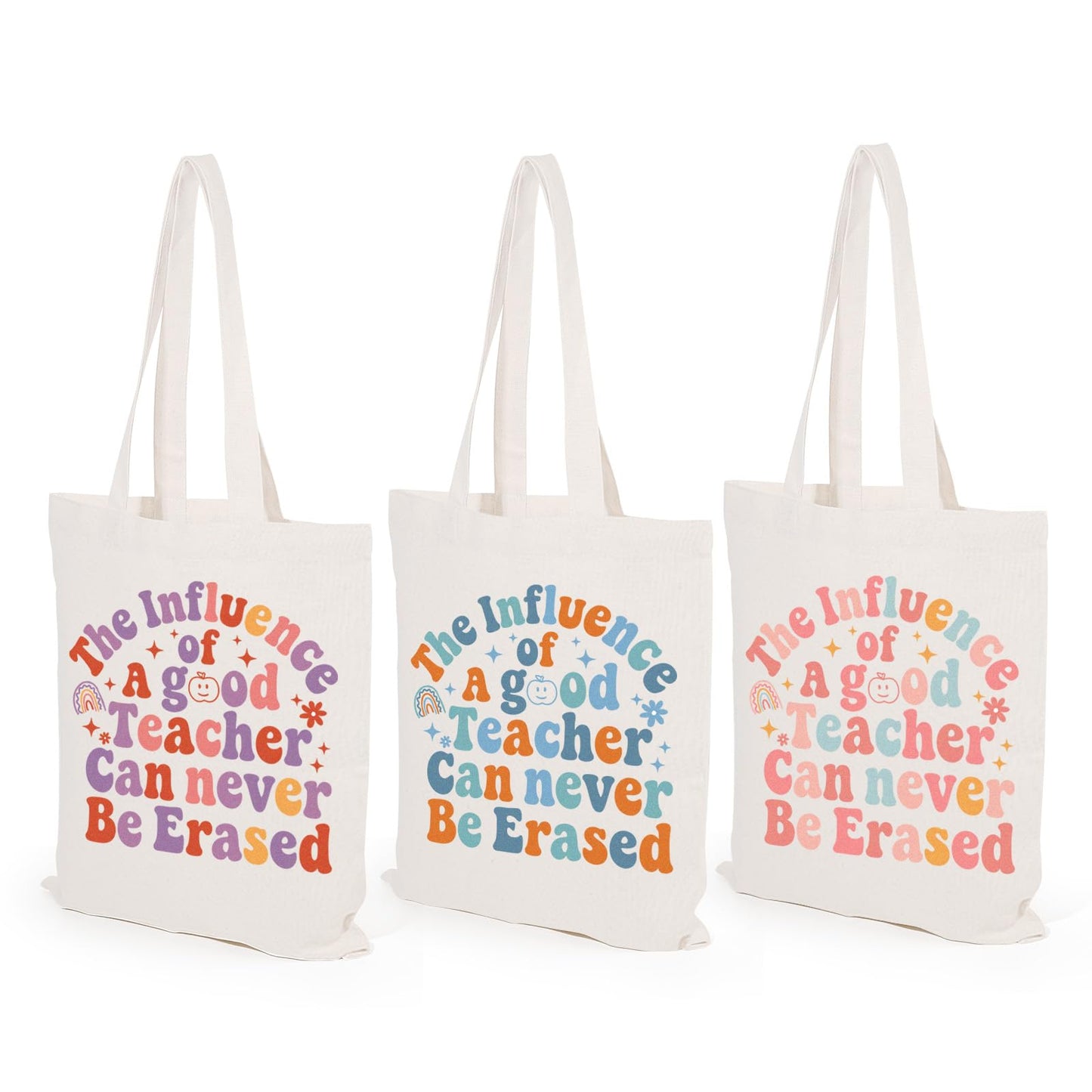 TYL&TYS Teacher Appreciation Gifts Bags for Women, 3 Pack Teacher Tote Bags Reusable Canvas Bag Graduation Thanksgiving Birthday Gift