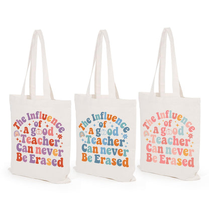 TYL&TYS Teacher Appreciation Gifts Bags for Women, 3 Pack Teacher Tote Bags Reusable Canvas Bag Graduation Thanksgiving Birthday Gift