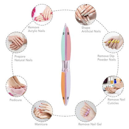 6 Sided Nail File and Nail Buffers, Multi-Functional Nail File for Shaping and Polishing, Gifts for Women, Stocking Stuffers, Nail Care Tool, All-in-One Shaping & Buffing