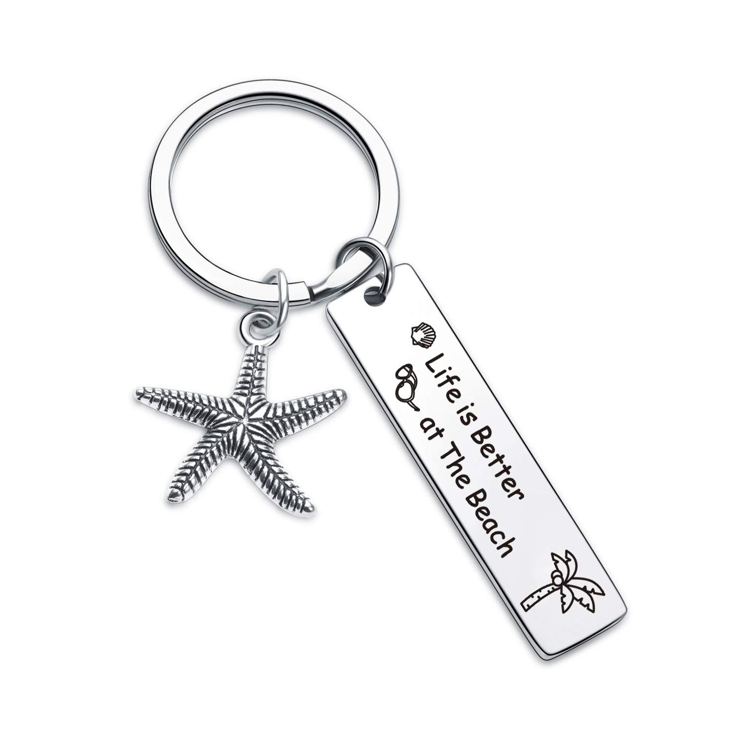7RVZM Beach Gifts for Women Friends - Beach Lover Keychain Summer Ocean Gift Starfish Keychain - Christmas Jewelry Beachy Friendship Gifts for Summer Vacation Gift