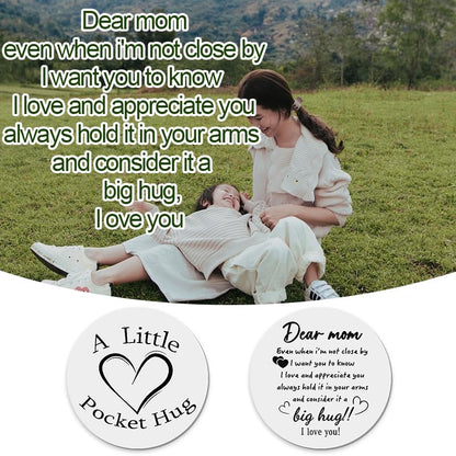 Sisadodo Pocket Hug Token Long Distance Relationship Keepsake Gifts for Women Birthday Christmas Gifts With Leather Keychain