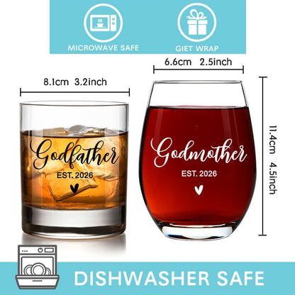 Godparents Proposal Gift 2026 - Will You Be My Godparents Wine Glass- Godparent Gifts for Baptism, Catholic Godmother Godfather Mothers Day Fathers Day Christmas Birthday Present from Godchild