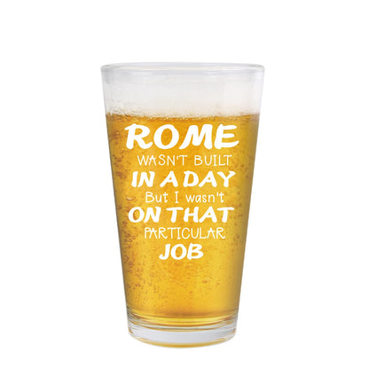Jogskeor Rome Wasn't Built In A Day But I Wasn't On That Job Beer Glass 16oz, Gifts for Construction Workers, Birthday Christmas Gifts for Project Engineer Builder