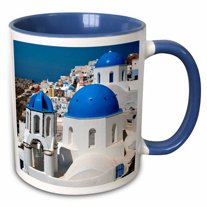 3dRose (mug_137342_6) Oia on the island of Santorini, Greece - EU12 DNY0010 - David Noyes - Two Tone Blue Mug, 11oz