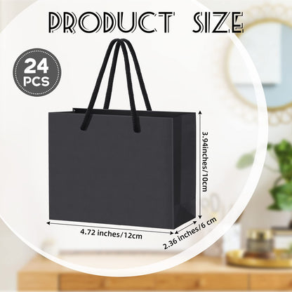 Yexiya 24 Pcs Black Mini Gift Bags with Handle Gift Card Bags Bulk Extra Small Paper Party Favor Boxes Tiny for Christmas Wedding Baby Shower Birthday Wrapping Supplies, 4.7 x 3.9 x 2.3 Inch