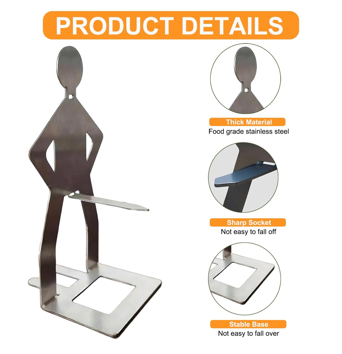OYASUMI Funny BBQ Man Hot Dog Holders, 4 PCS Reusable Stainless Steel Sausage Stands, Portable Hot Dog Roasters, Barbecue Grill Accessories for Camping & Party Gifts