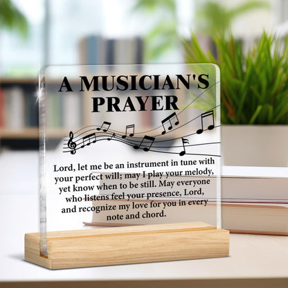 Musical Gifts for Men Women, Birthday Graduation Gifts for Music Lover Musicians Music Teacher, Musicians Prayer Clear Acrylic Desk Decorative Sign Home Office Decor