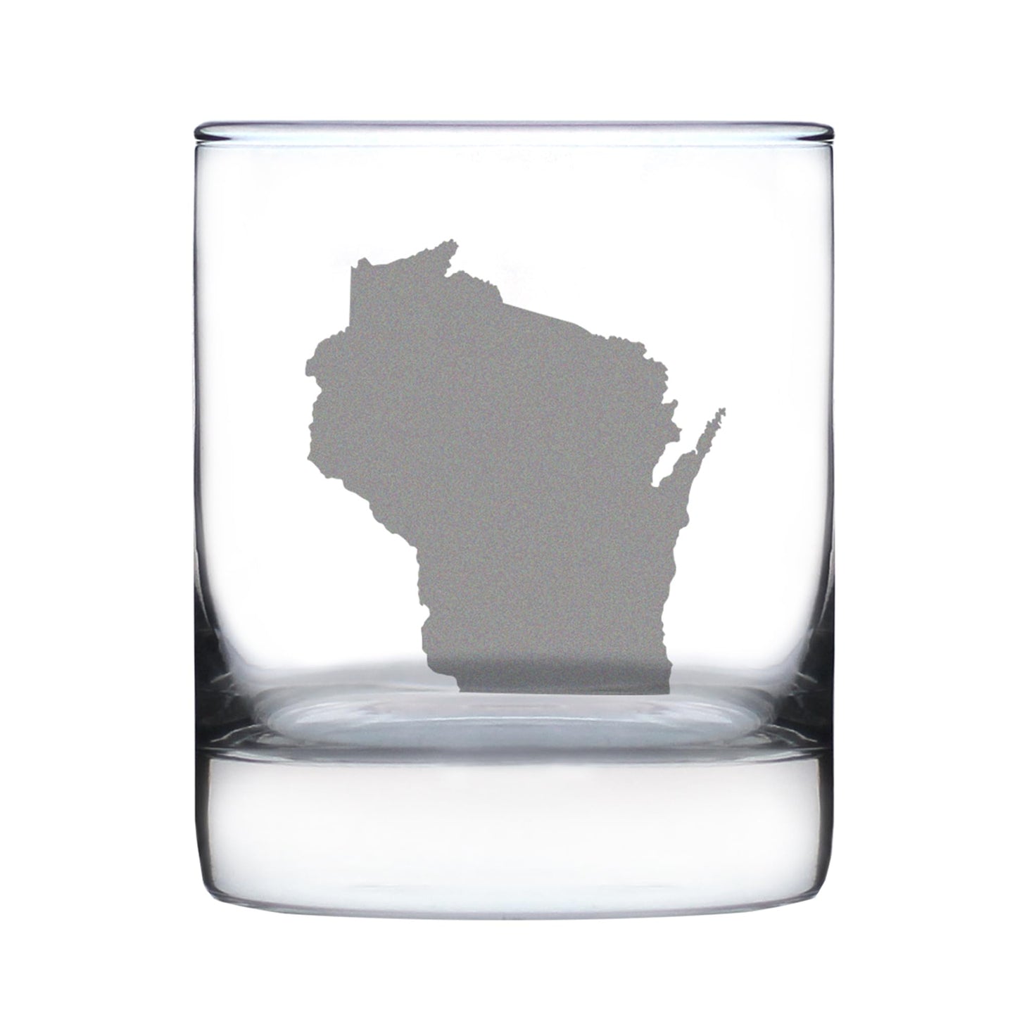 Bevvee Wisconsin State Outline Whiskey Rocks Glass - State Themed Drinking Decor and Gifts for Wisconsinite Women & Men - 10.25 Oz Whisky Tumbler Glasses