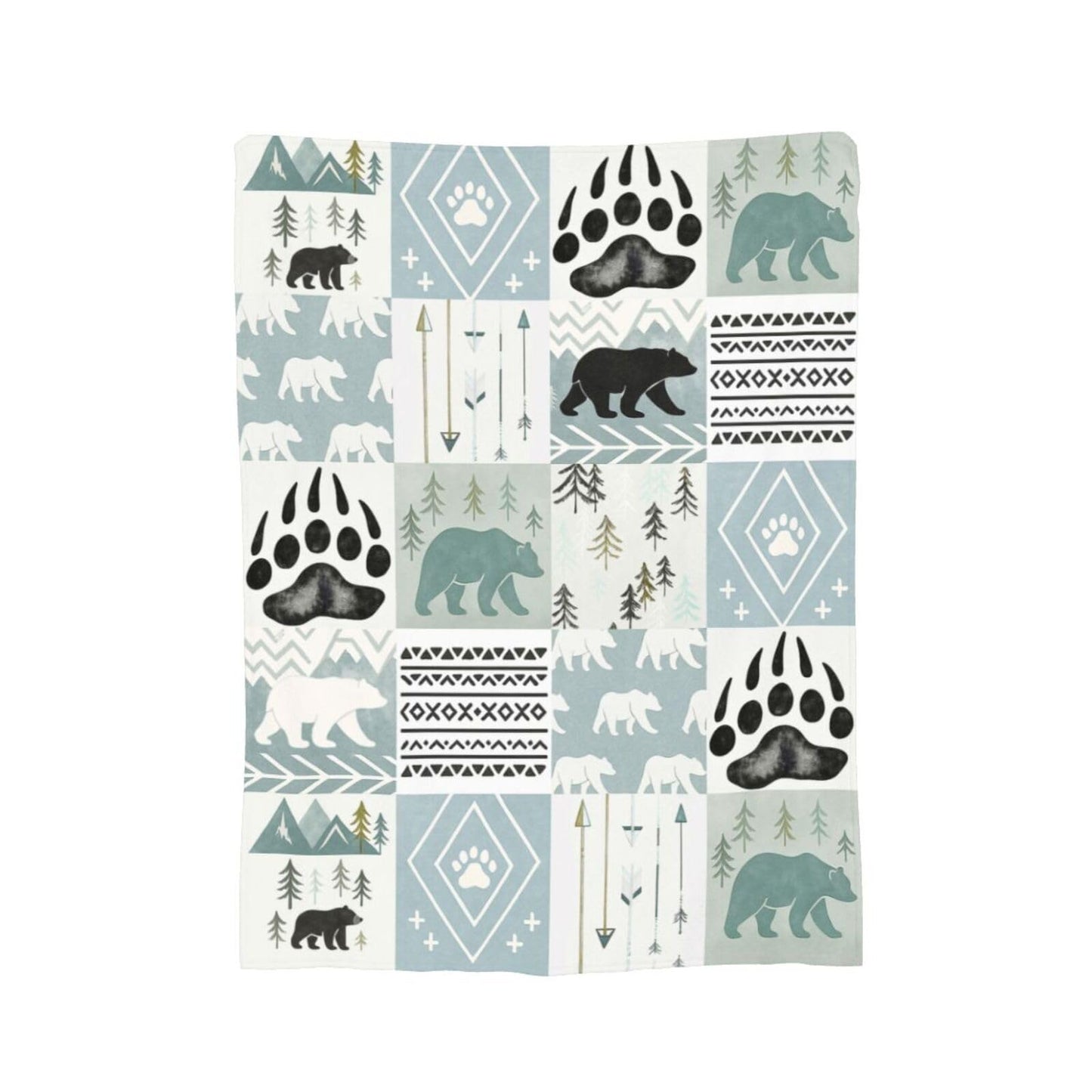 Bear Blanket Super Soft Warm Fluffy Fleece Flannel Forest Animal Throw Blanket Cozy Fuzzy Plush Stuff Bedding Blue Blankets Gifts for Women Kids Boys Girls Adults 50"X40"