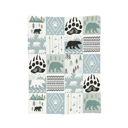 Bear Blanket Super Soft Warm Fluffy Fleece Flannel Forest Animal Throw Blanket Cozy Fuzzy Plush Stuff Bedding Blue Blankets Gifts for Women Kids Boys Girls Adults 50"X40"