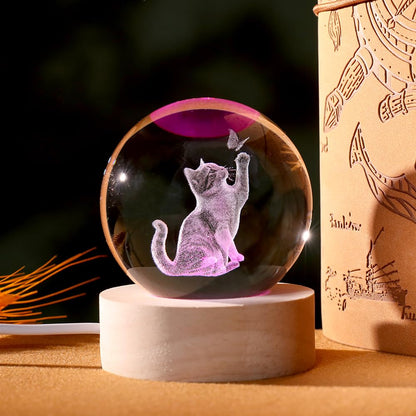 Cat Lover Gifts for Women 3D Cat Crystal Ball Themed Gift Mom Birthday Kitty Laddy Gift for Christmas Mothers Day