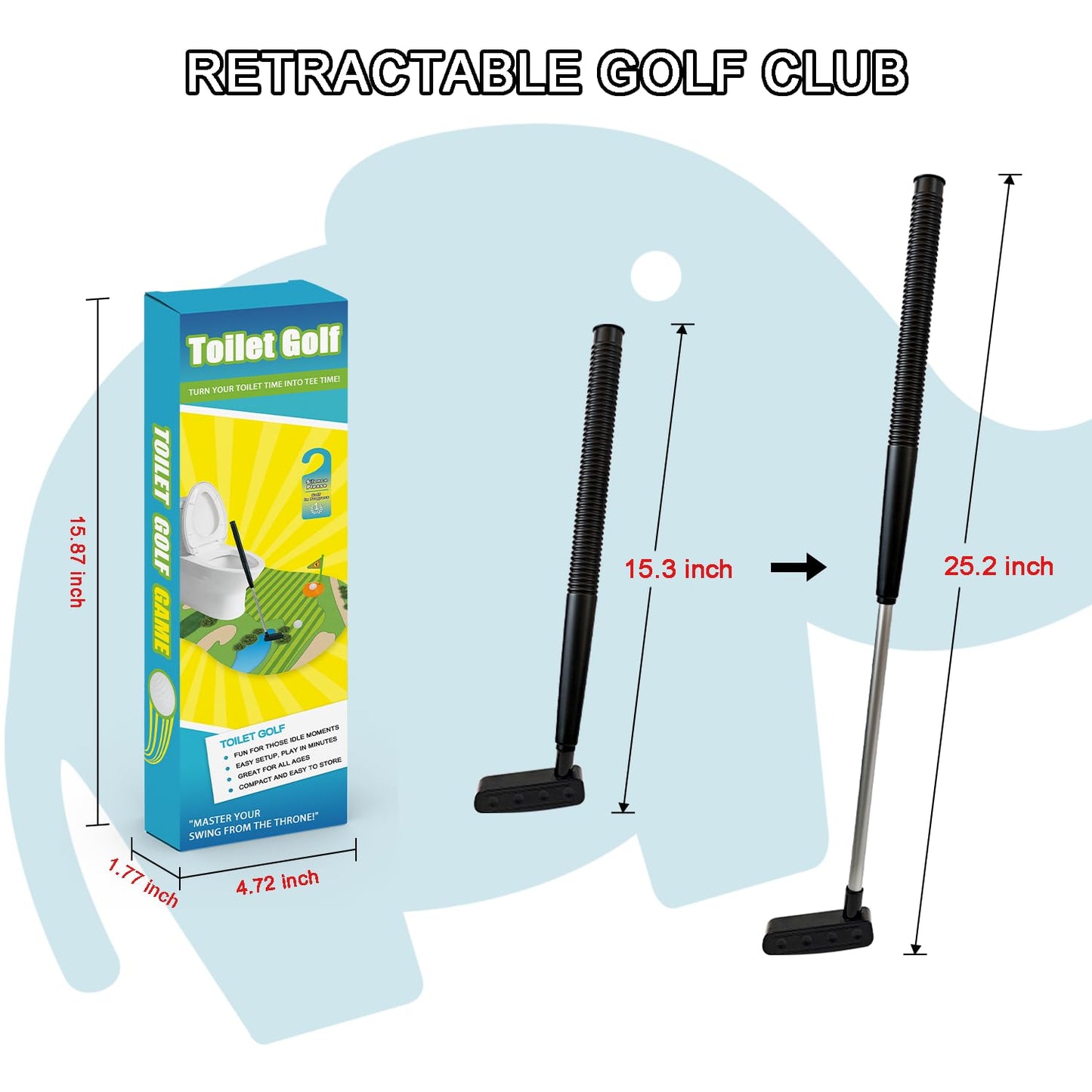 Funny Mini Golf Gag Gifts for Men Golfer, Toilet Golf Bathroom Game for Adults, Unique Birthday Gift for Dad from Daughter Son, Fun White Elephant Gift Idea for Brother, Husband, Boys, Boyfriend,Him