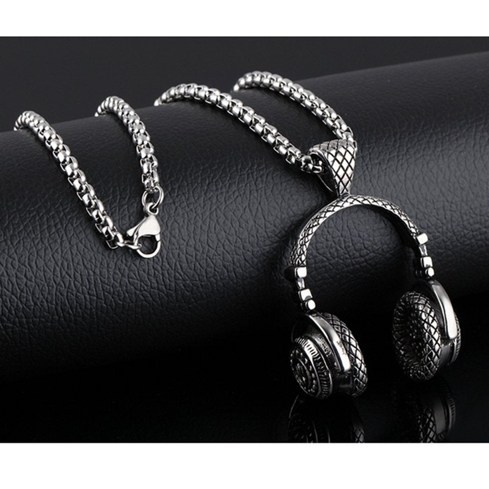 fashion Stainless Steel Headphone Pendant Necklace for Men