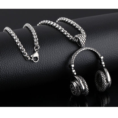 fashion Stainless Steel Headphone Pendant Necklace for Men