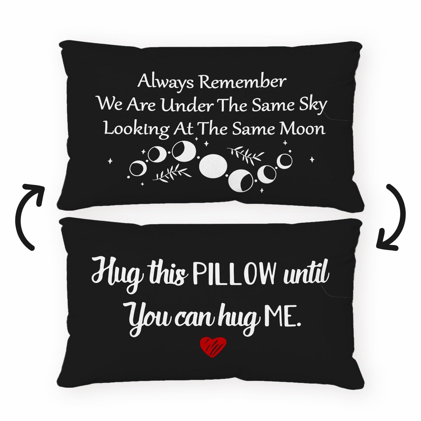 Long Distance Relationship Gifts Always Remember We are Under The Same Sky Reversible Decor Throw Pillow Case Decor for Home Bedroom,12''x20''Black Pillow case,Gift for Boyfriend,Girlfri (black-3)