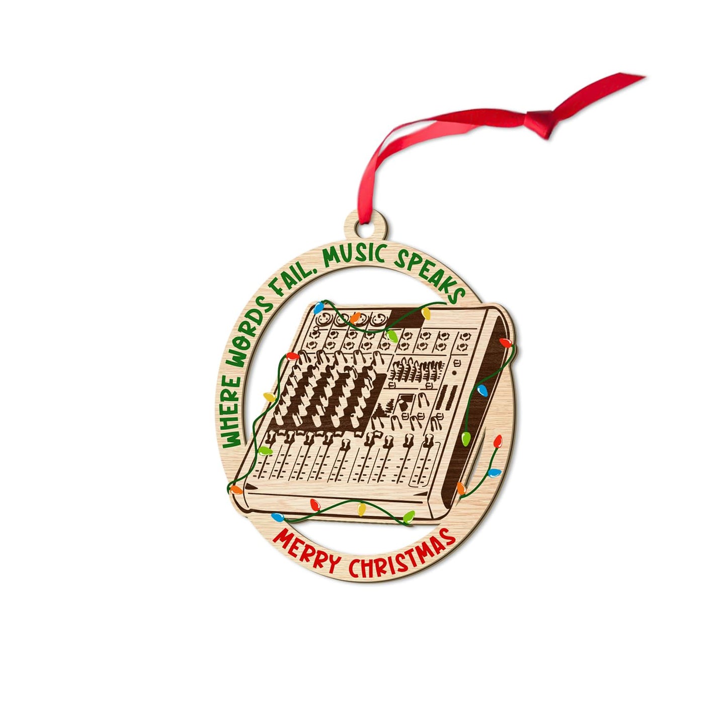 Wooden Sound Mixer Board Ornaments for Christmas Tree, Music Producer & Audio Engineer Soundboard Xmas Ornament Décor, Soundboard Gifts for Audio Technician, Musician, DJ, Sound & Recording Engineer