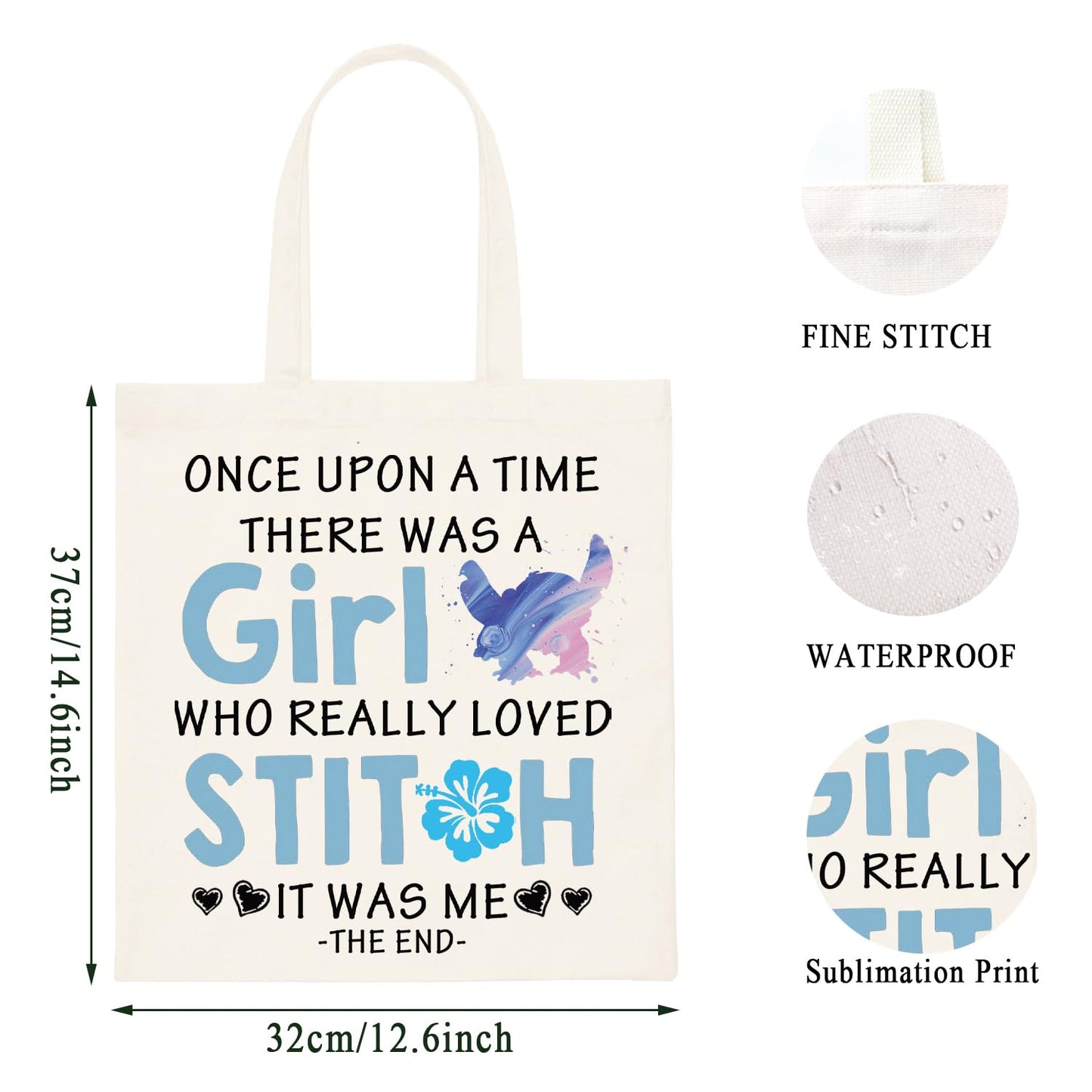 WCGXKO Cartoon Lover Gift There Was A Girl Who Really Loved Cute Themed Tote Bag