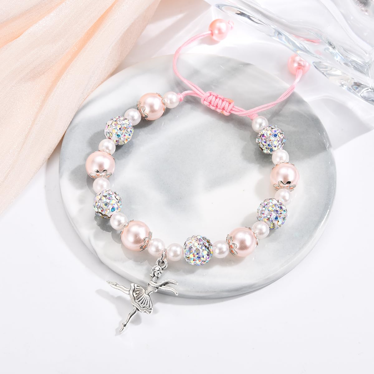 Dance Recital Gifts for Girls, Ballet Dancer Ballerina Bracelet Jewelry for Daughter Granddaughter Niece Friends Dance Team