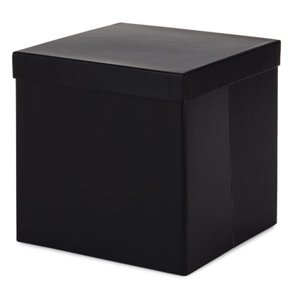 Hallmark Medium Gift Box with Lid and Shredded Paper Fill (Black 7 inch Box) for Weddings, Graduations, Birthdays, Father's Day, Groomsmen Gifts, All Occasion