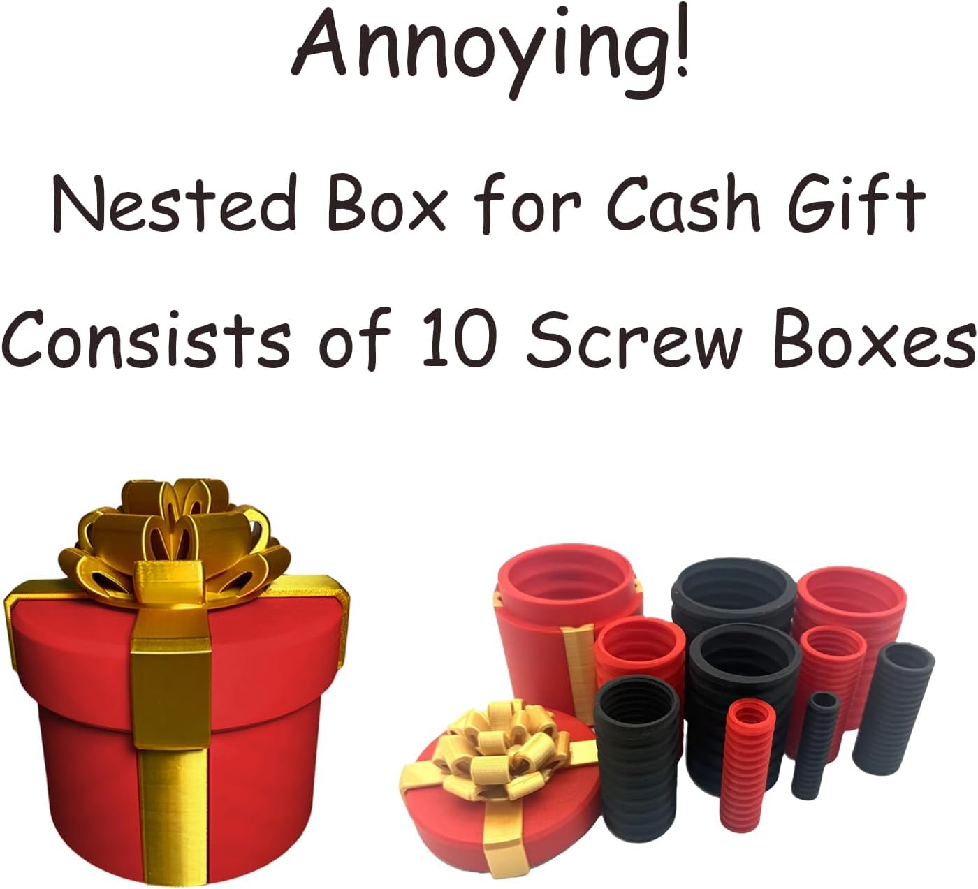 Annoying Gift Box with Screws Reusable Money Puzzle Box for Cash Gift Funny Prank Present for Birthday Christmas Graduation Party Games (E)