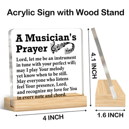 Musician Gifts for Men Women, Gifts for Music Lover Teacher Musicians Prayer Acrylic Desk Plaque Sign Home Music Room Studio Desk Decor
