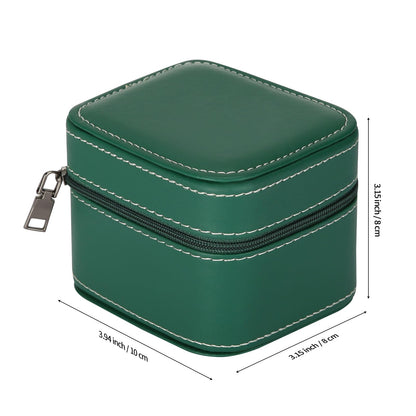 Single Watch Box, Small Watch Travel Cases for Men Women, Portable Zipper Wristwatches Storage Holder Boxes with Removable Pillow (Green)